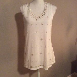 White sleeveless top